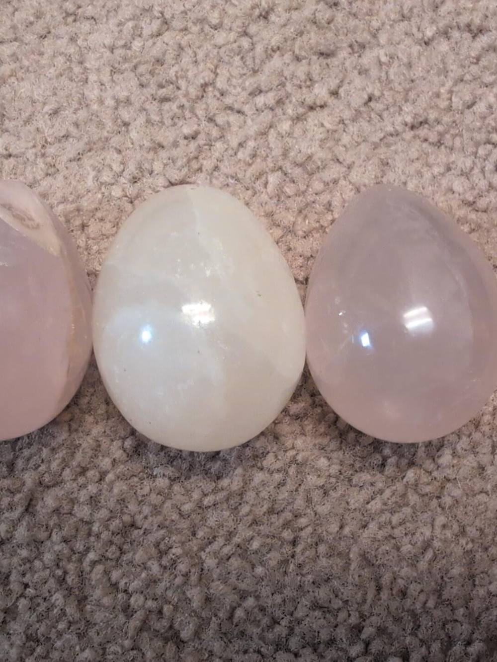 Polished Rose Quartz and White Decorative Egg Set - Home Accents
